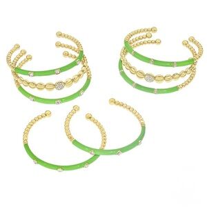 6 piece Green Enamel and Crystal “Slim Pickens” Heidi Daus bracelet set!